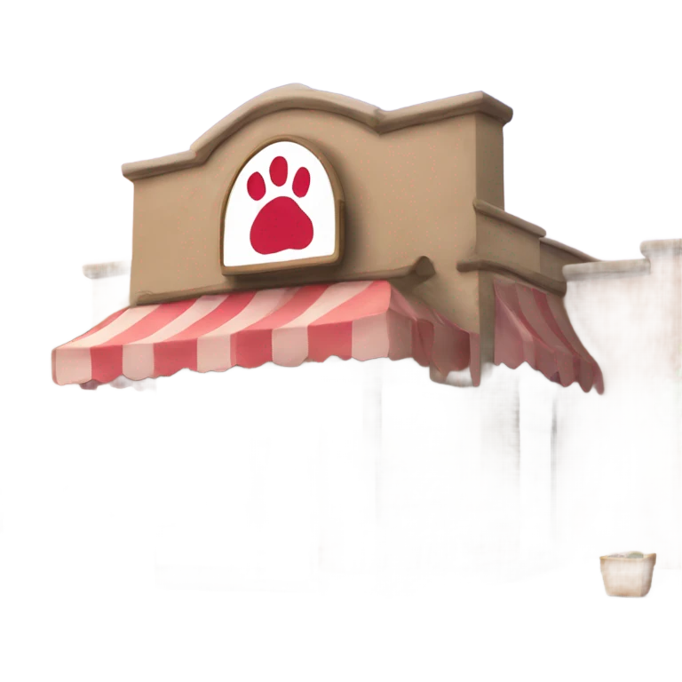 a store with a paw sign on top from half side view  emoji