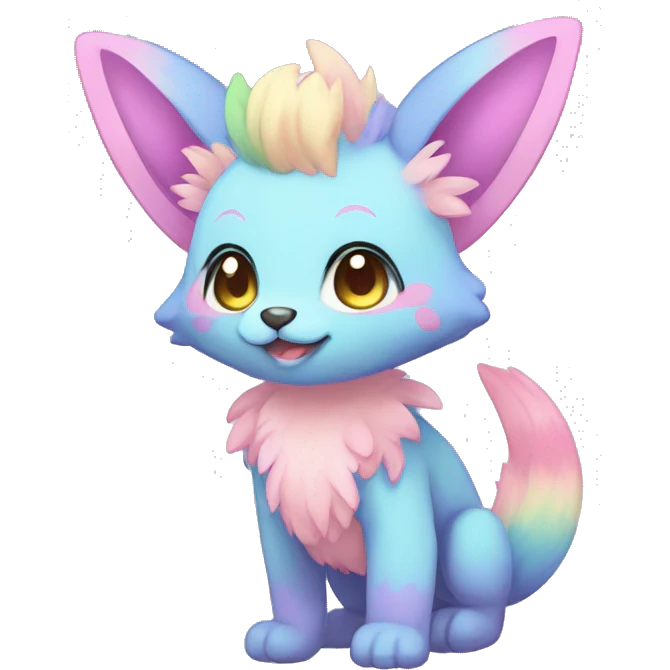 Kawaii colorful pastel anthro fursona Fakemon emoji