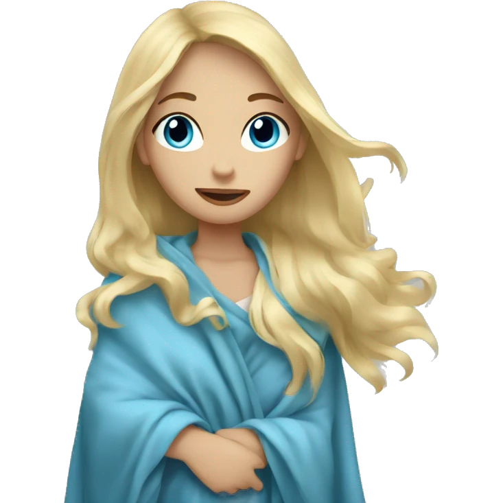 long blonde hair blue eyed girl with blanket emoji