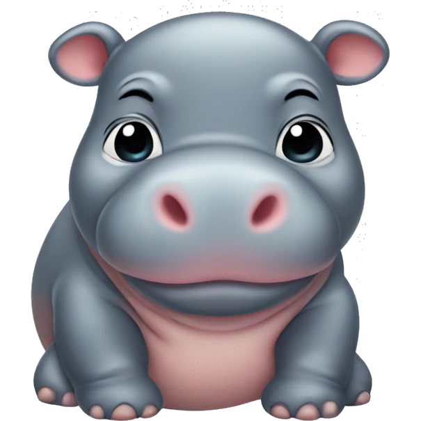 chubby baby hippo with a belly emoji
