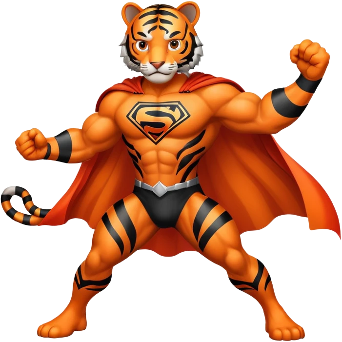 Tiger superhero with cape emoji