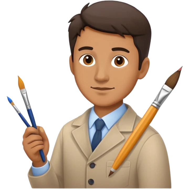 Male art teacher with paintbrush and pencil emoji