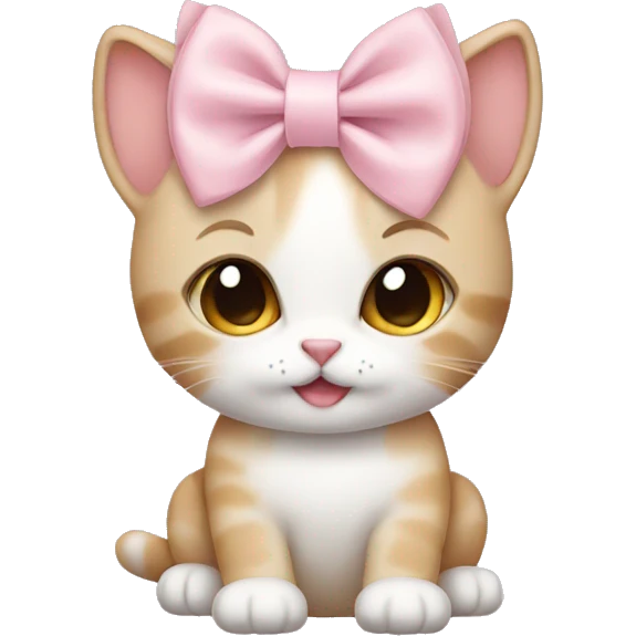 Kitten wearing a light pink bow emoji