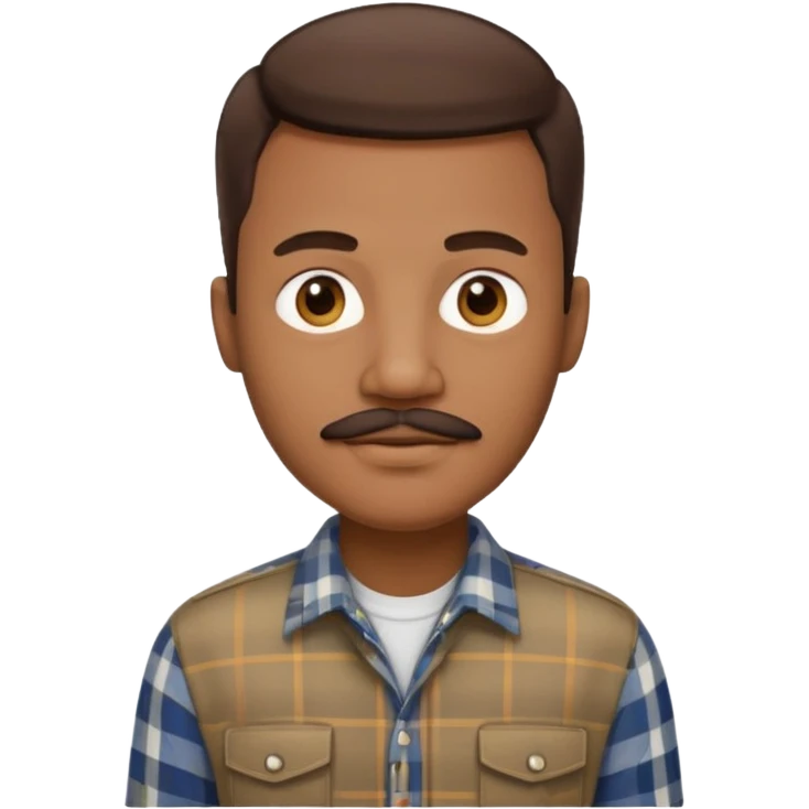 Black man with short brown hair, mustache, wearing a plaid shirt, sophisticated style, software engineer emoji