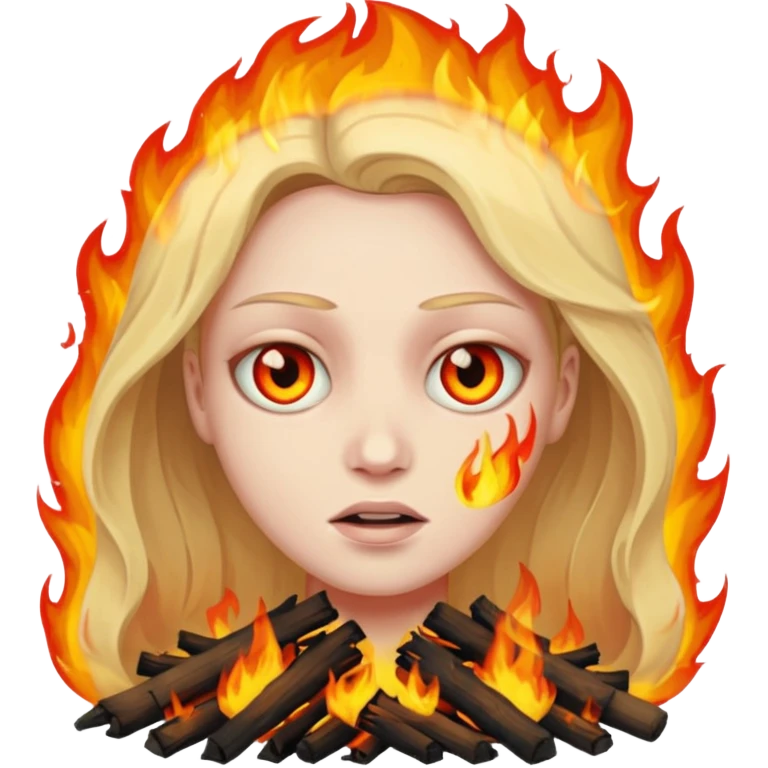 A burning person with fire coming out of where the eyes and make them dead emoji