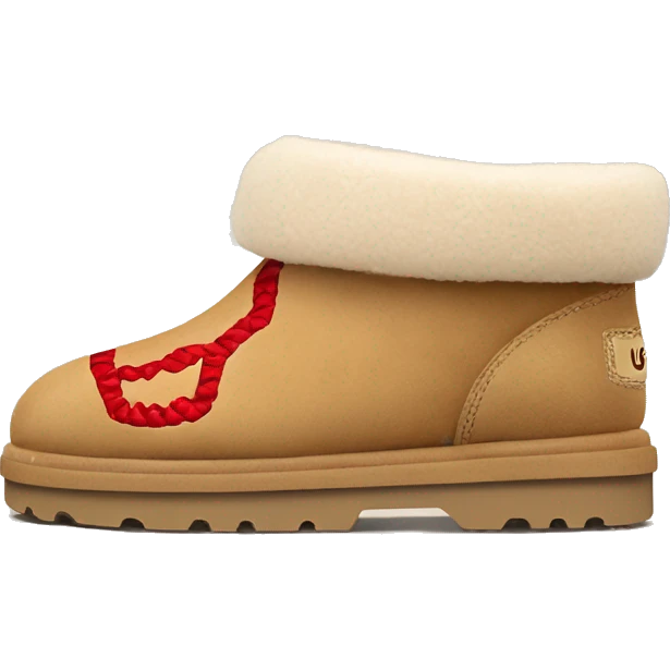 Ugg Camel slip-on slippers. A thin red zig-zag stitch line only circling on ankles, VERY chunky platform sole. emoji