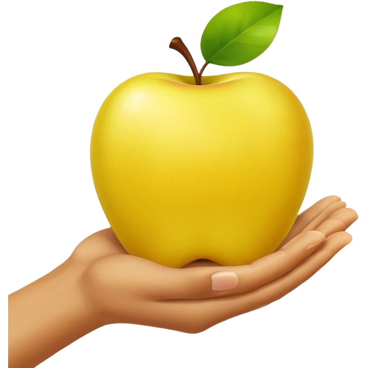 yellow Apple emoji hand open palm, no background, no additional elements emoji