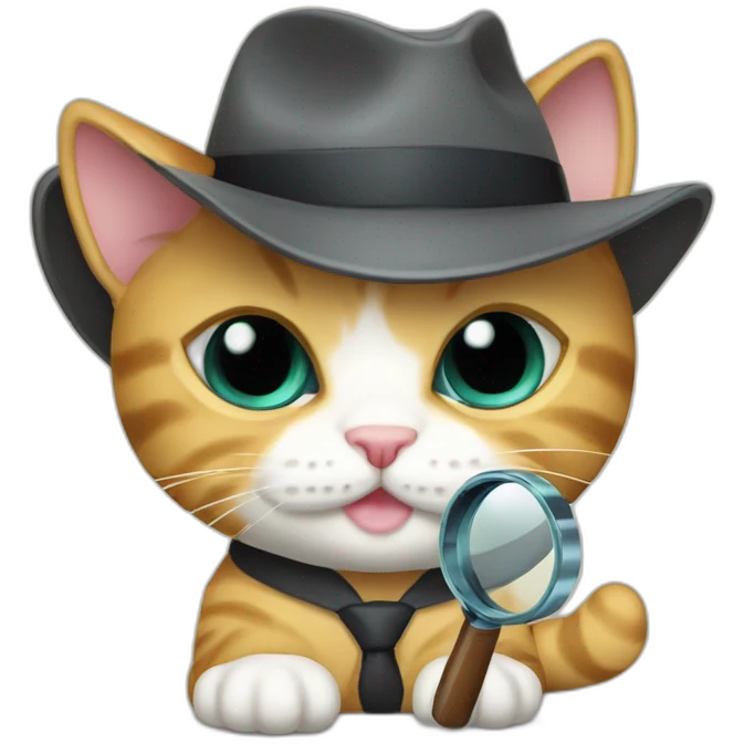 A detective kitten with a magnifying glaa emoji