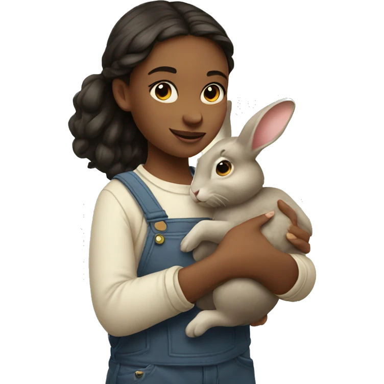 girl holding rabbit emoji
