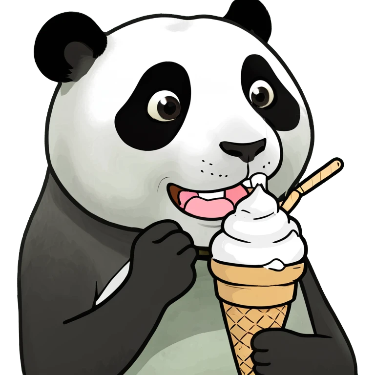 Panda eating ice cream emoji