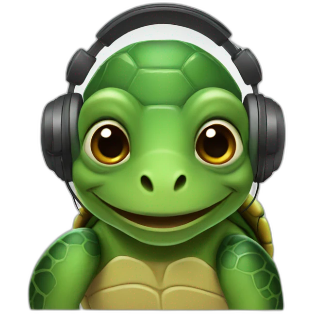 Turtle with headphones  emoji