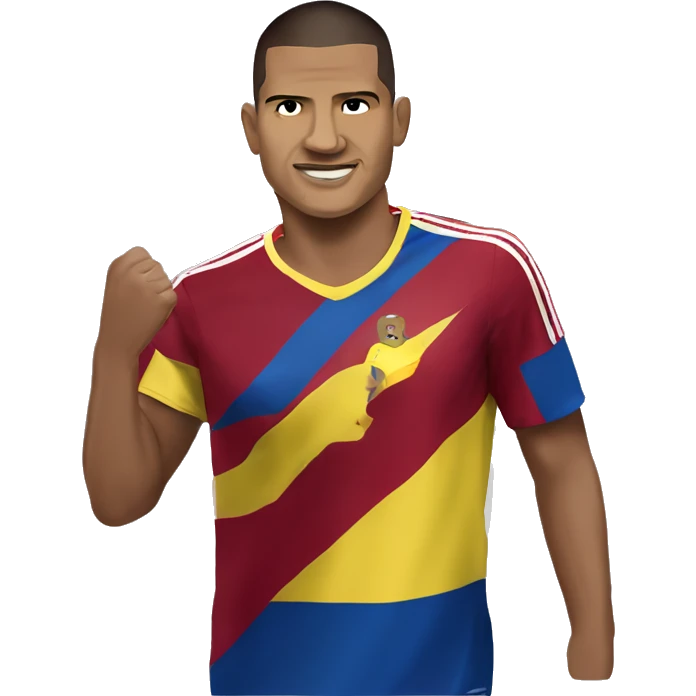 salomon rondon wearing Venezuela adidas t-shirt and holding FIFA world cup emoji