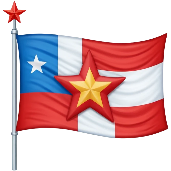 Bandera gallega cambiando el escudo por una estrella roja en el medio emoji