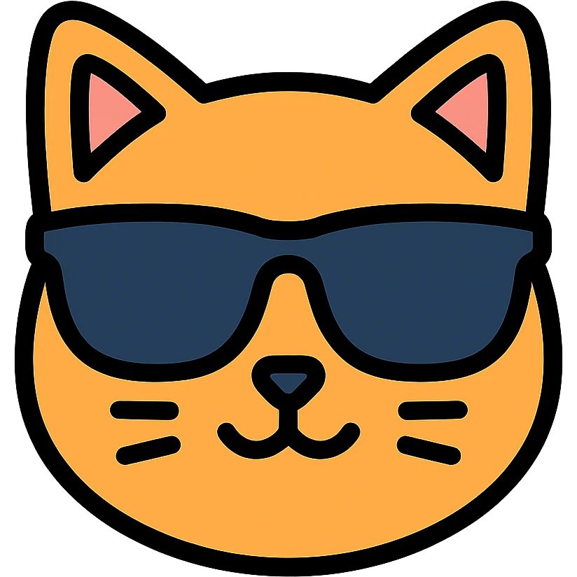 cat wearing sunglasses icon with color outline emoji