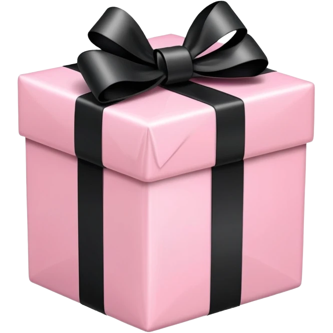 Light pink present with black ribbon bow  emoji