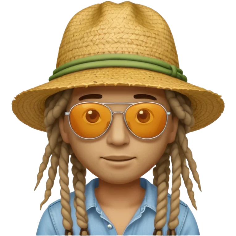 dreadlocks Traveler with straw hat emoji