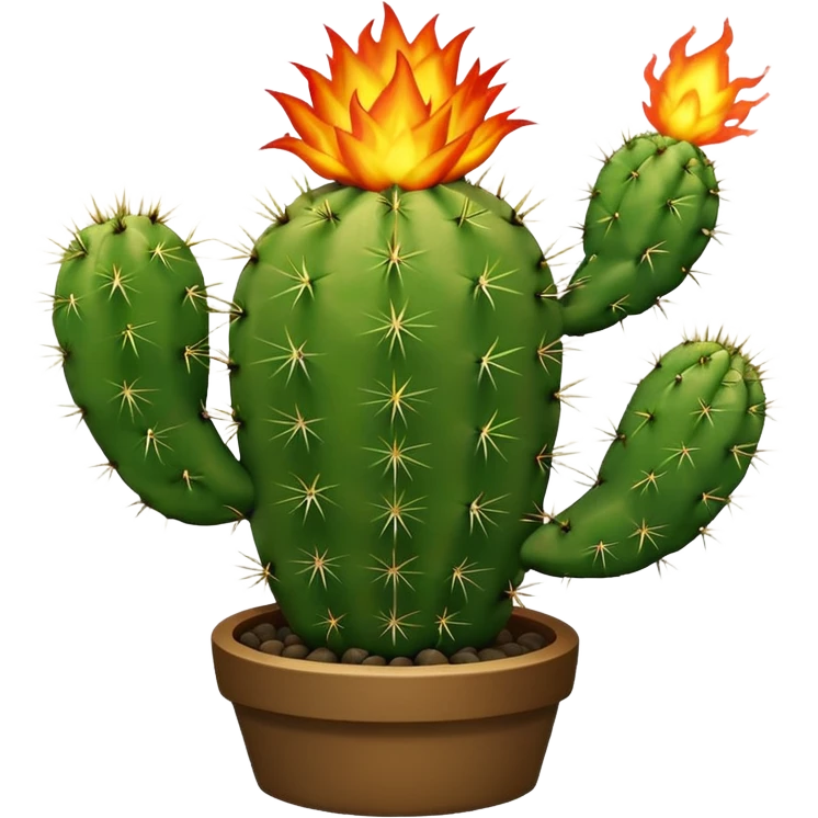 cactus on fire with simple background emoji