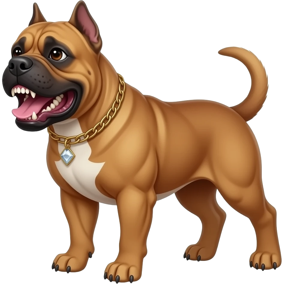 Cane Corso clipped ears, no tail fawn  color mouth open lots of teeth with a diamond and gold grill very doublemuscular emoji