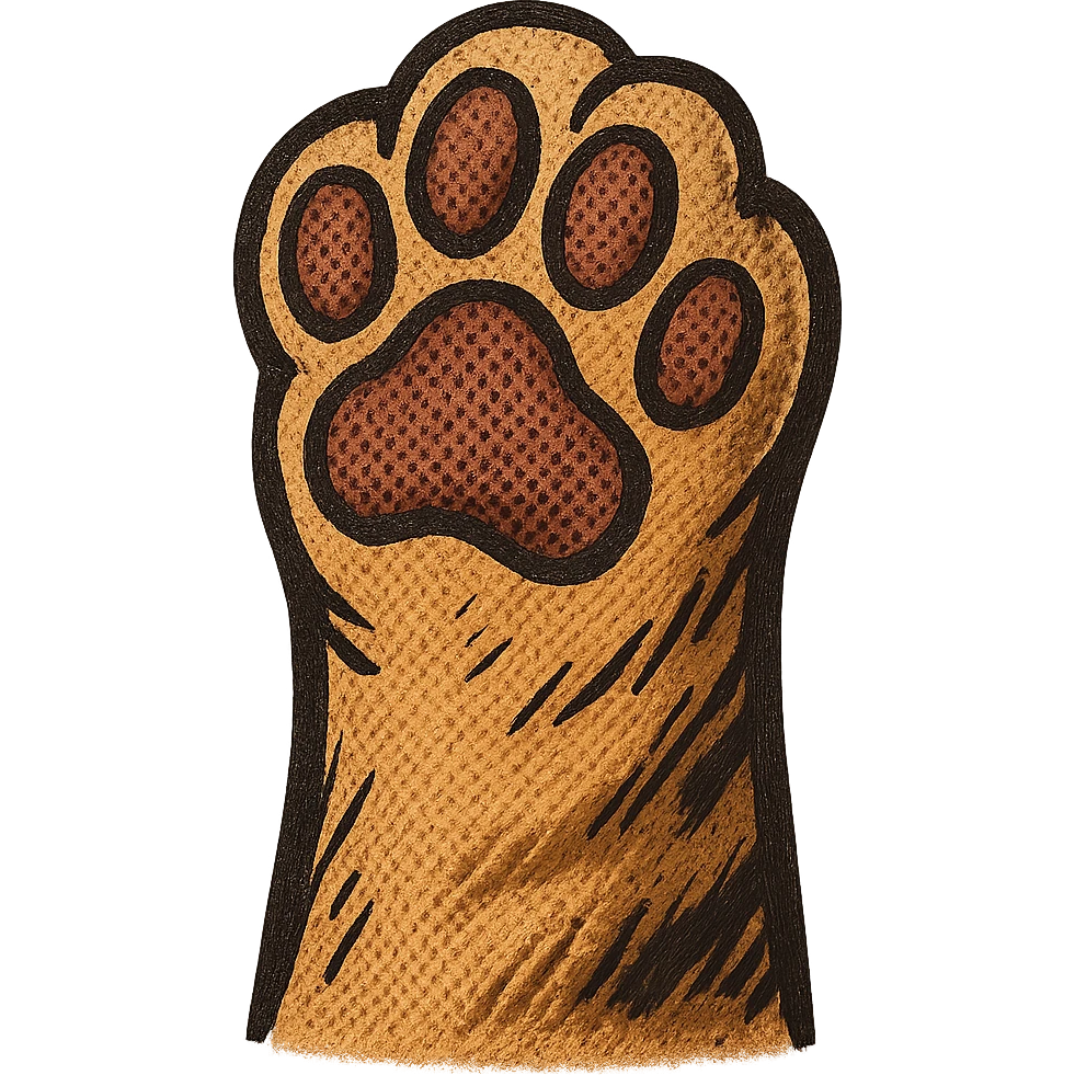 cat paw, bold lines, halftone dots emoji