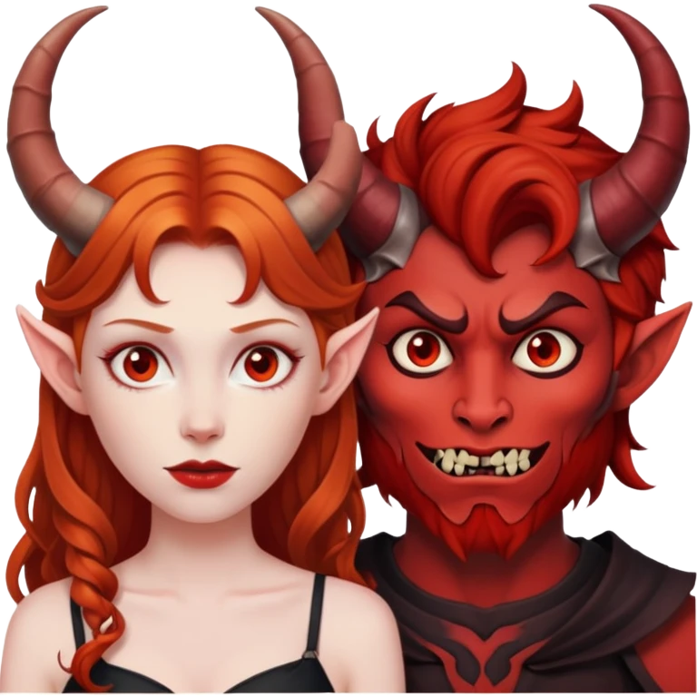 Ginger haired woman with demon boyfriend  emoji