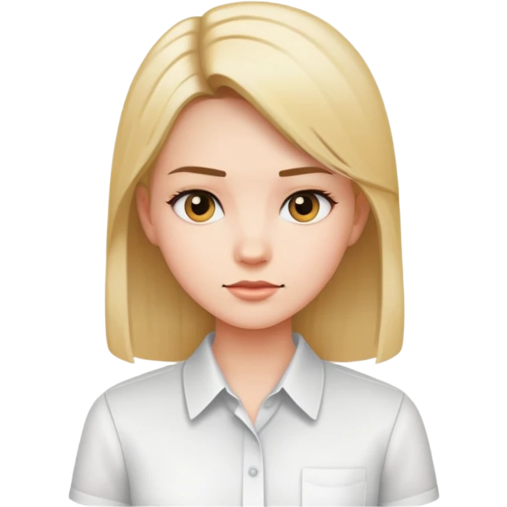 girl with straight pin hair with white shirt one emoji