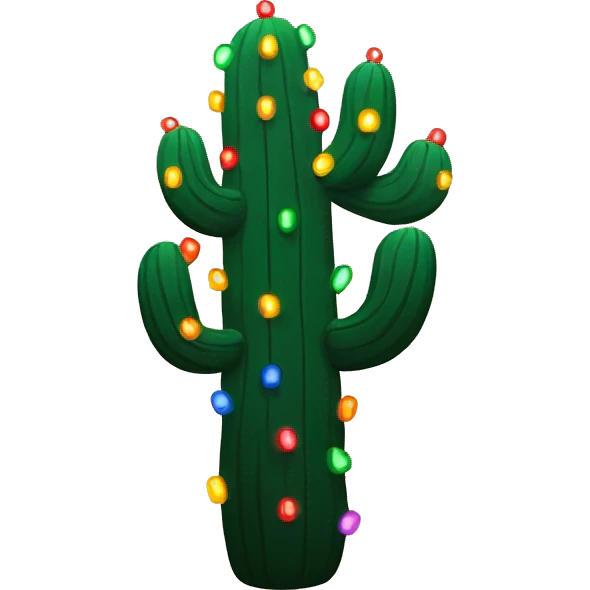 Saguaro cactus with holiday lights around it emoji