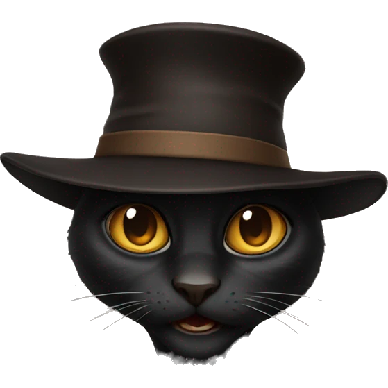 black cat with angry face with a brown hat emoji