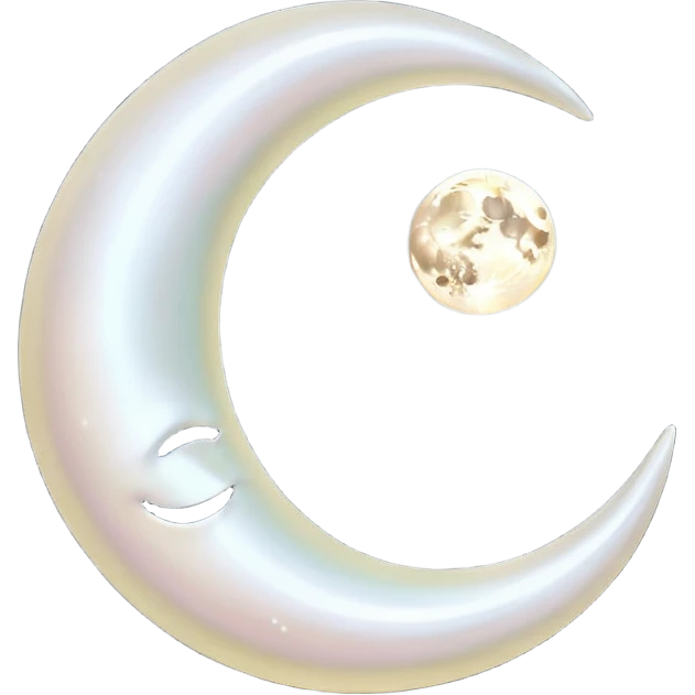 “A luxurious ultra-detailed 3D crescent moon with a high-gloss pearlescent surface, smooth reflective texture, soft glowing rim light, cinematic studio lighting, subtle light bloom, realistic depth and curvature, , floating in dark space, minimal composition,  no backgrund only no face simple emoji