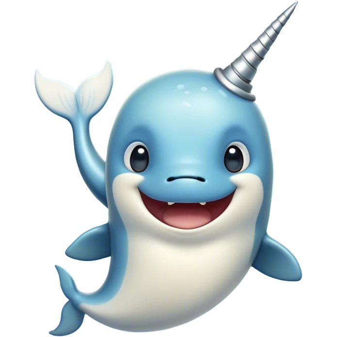 Cinematic Comical Narwhal Portrait Emoji, Head tilted dramatically with an exaggeratedly amused expression, featuring a sleek, elegantly streamlined body with a prominently spiraled ivory tusk and wide, comically expressive eyes full of playful disbelief, Simplified yet hilariously expressive features, highly detailed, glowing with a slightly sassy arctic glow, high shine, dramatic yet playful, stylized with an air of quirky marine mischief, soft glowing outline, capturing the essence of a meme-worthy narwhal that looks ready to side-eye its way into viral fame! emoji