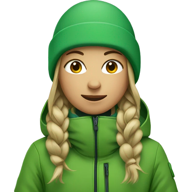 Snowboard girl with green coat emoji