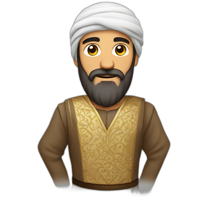 Homme arabe barbu avec arme et robe à carreau emoji