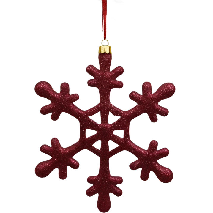 Burgundy Christmas ornament glitter with dark red snowflake  emoji
