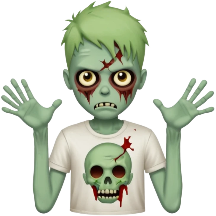 a zombie boy with a ondulado hair and a white t shirt  emoji