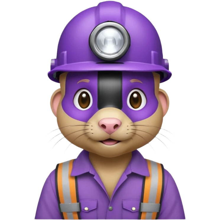 a mole rat, purple helmet, headlamp, worker cloth emoji