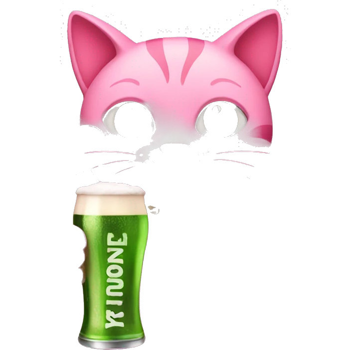 pink cat holding a beer emoji