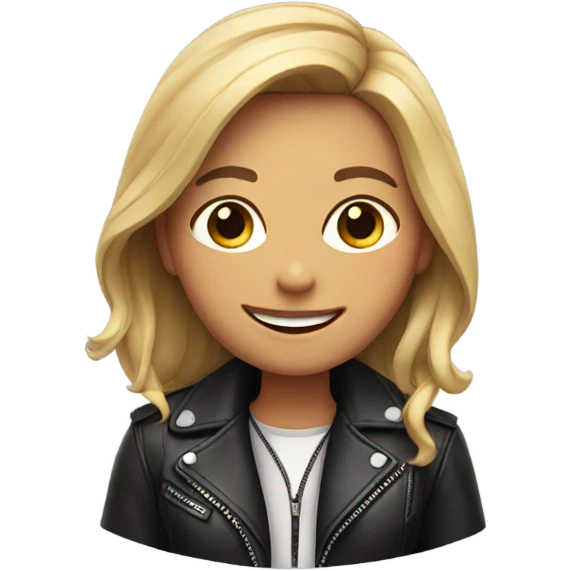 smiling girl in leather jacket emoji