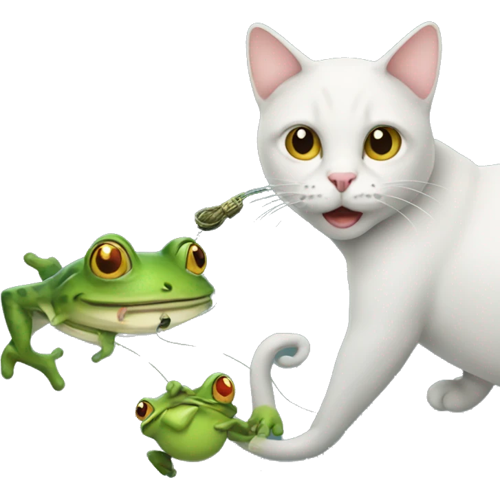 Cat fishing with a frog emoji