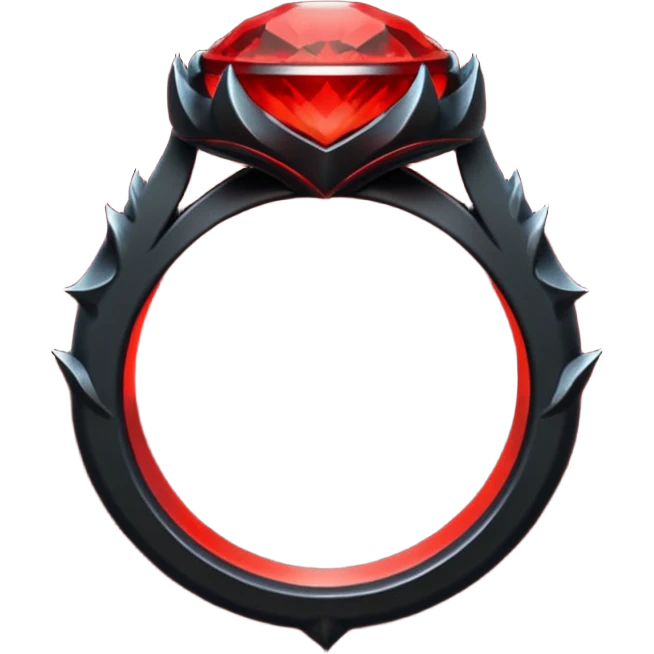 iOS sticker, dark fantasy ring, black metal, red inner glow, minimal emoji