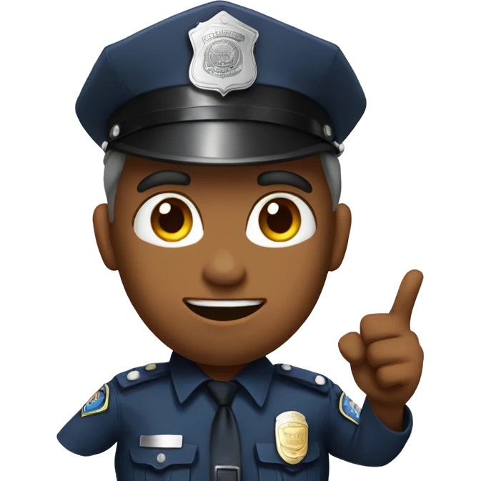 Police with straight face pointing emoji