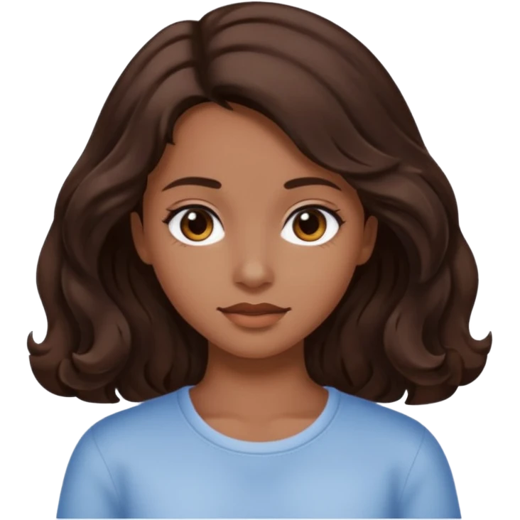 Short hair until shoulders wavy dark brown and with perçems and a soft look but girl more y2k emoji
