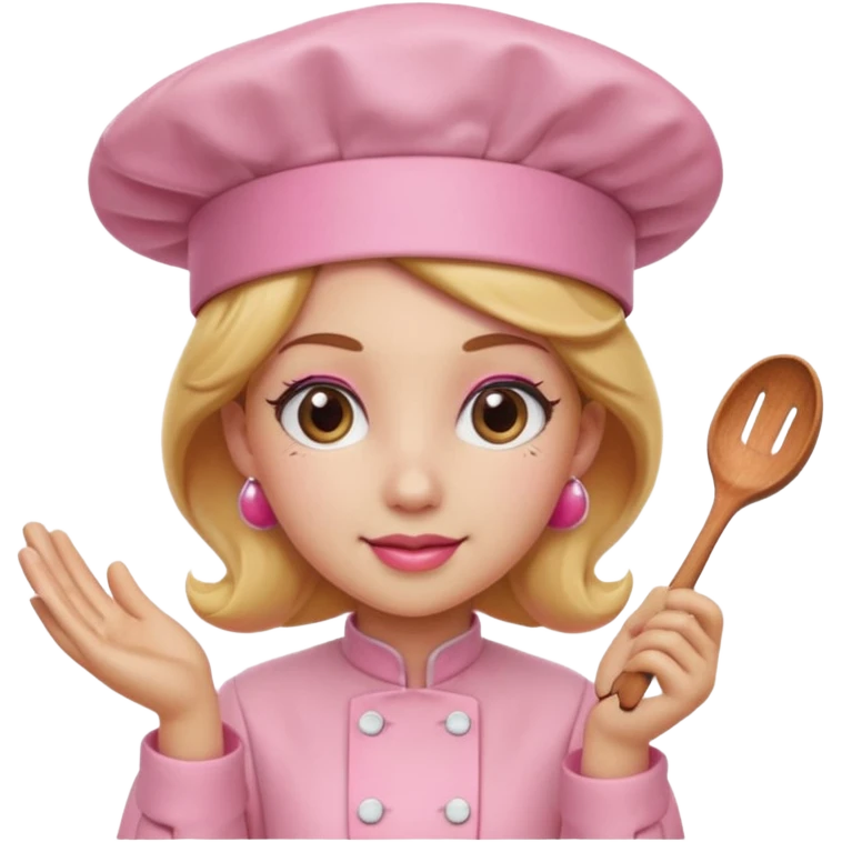 Pink chef hat princess peach with a hand emoji