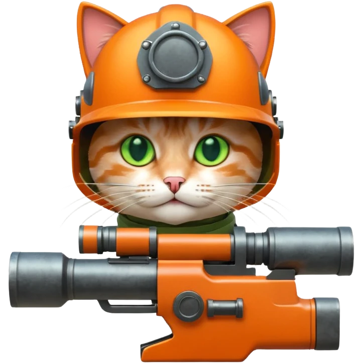 Cat with a big minigun anda helmet  emoji