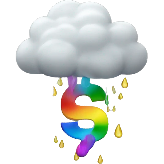 Rainstorm to rainbow to pot of money  emoji