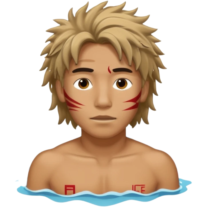 Lifeguard Native American Teenager with messy hair swimming to rescue someone emoji