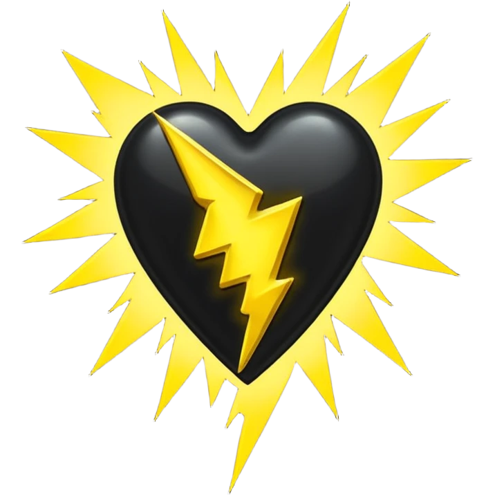 black heart with a lightning bolt emoji