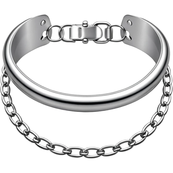 luxury fetish collar, silver chrome, smooth rounded metal, dominant erotic mood emoji