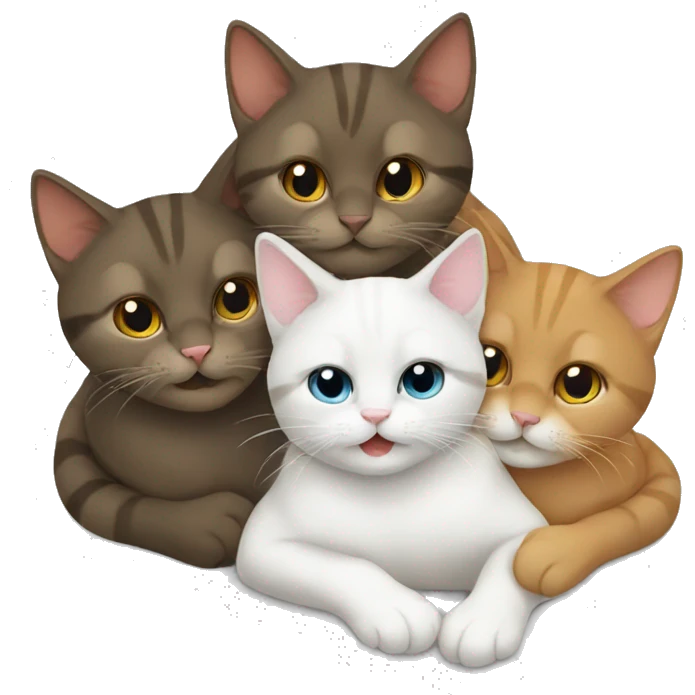 three cats cuddling emoji