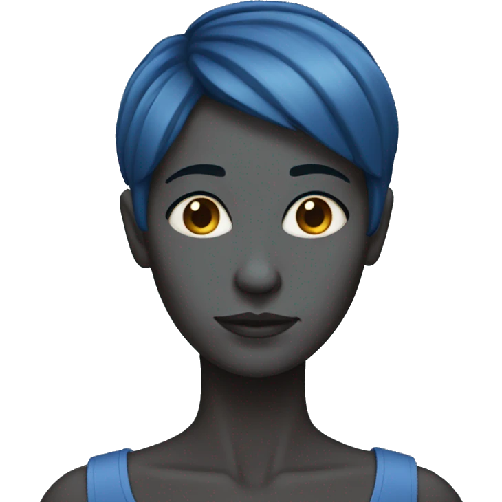 blue skin woman with re short hair emoji
