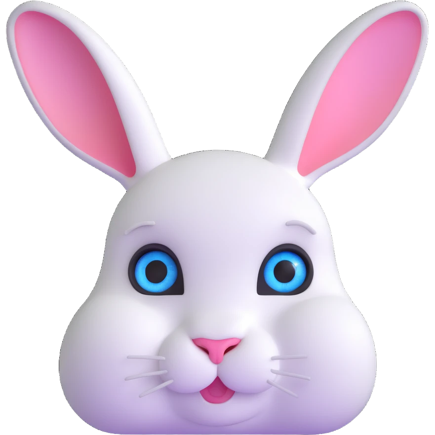 blue and white rabbit with ocean blue eyes emoji