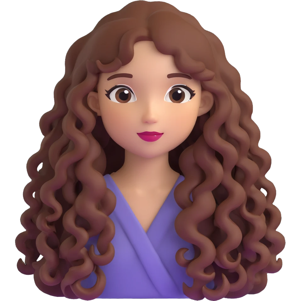 Girl with beautiful long curly hair emoji